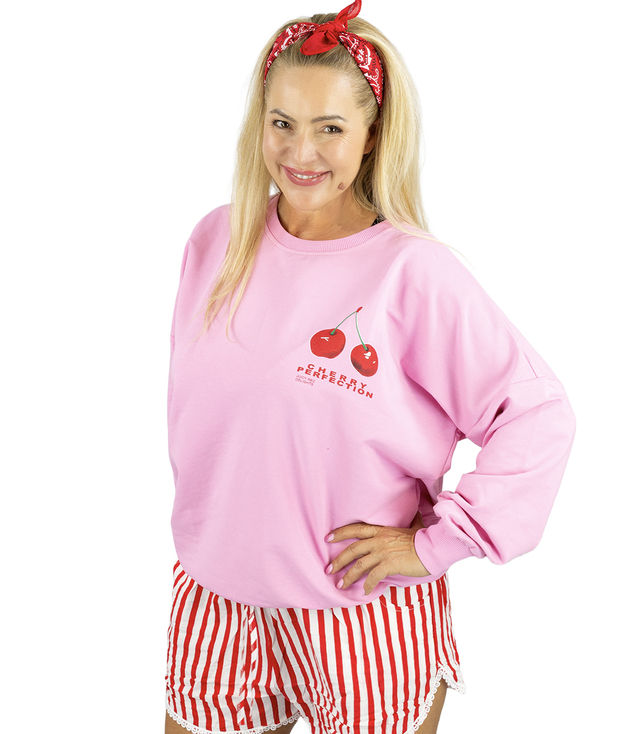 Dámská mikina oversize s potiskem třešní CHERRY PERFECTION