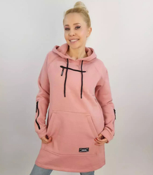 Dlouhé mikinové šaty na zip s kapucí