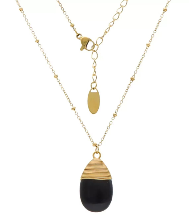 Zlatý náhrdelník s přívěskem ocelový černý onyx