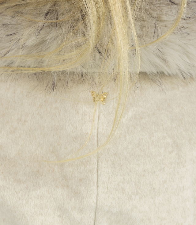 Elegantní dámský kabát s ozdobnou kožešinou CRYSTAL