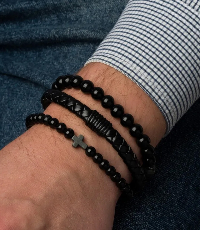 Sada pánských náramků z přírodního kamene