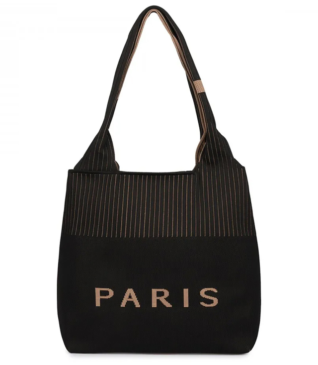 PARIS shopper bag velká látková taška přes rameno se zipem