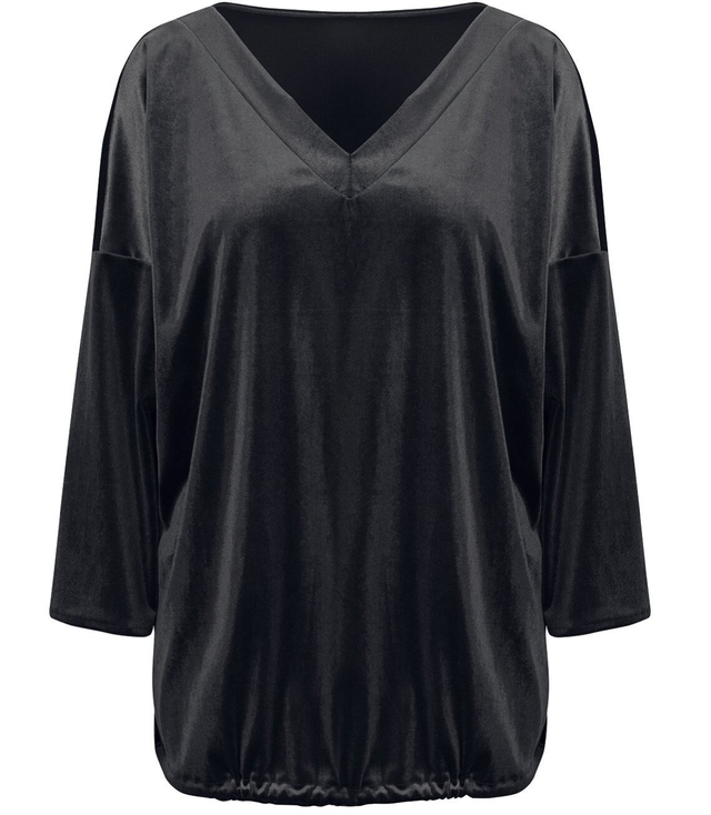 Velurová halenka, zavazování na zádech, volný střih