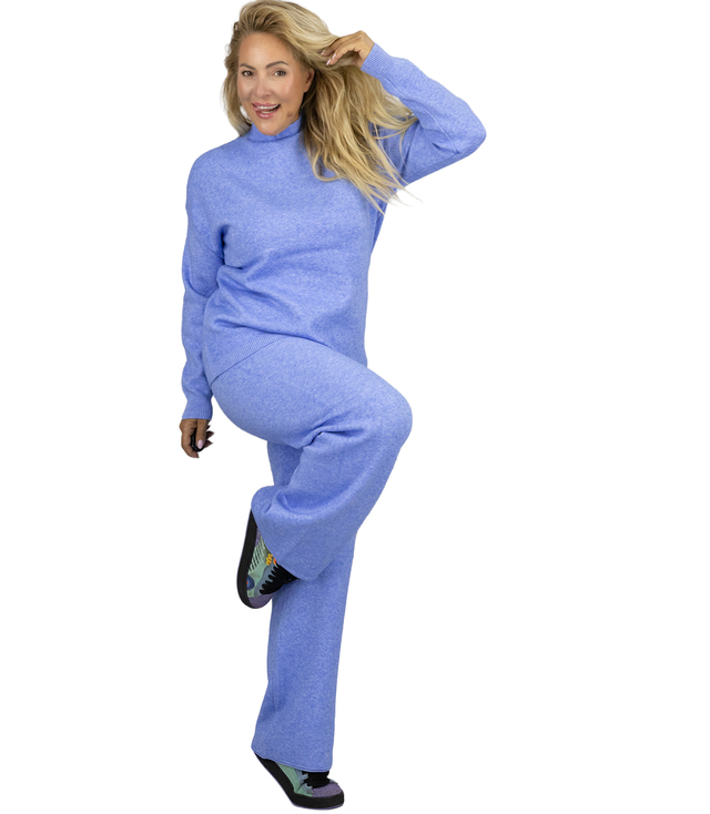 Pletená mikinová souprava se stojáčkem a rozšířenými kalhotami KAMILLA