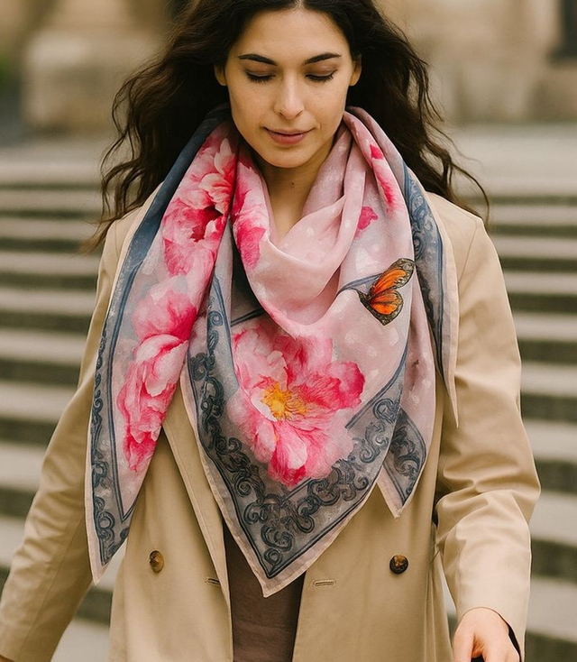 Elegantní dámská šála s šíleným vzorem 70x70