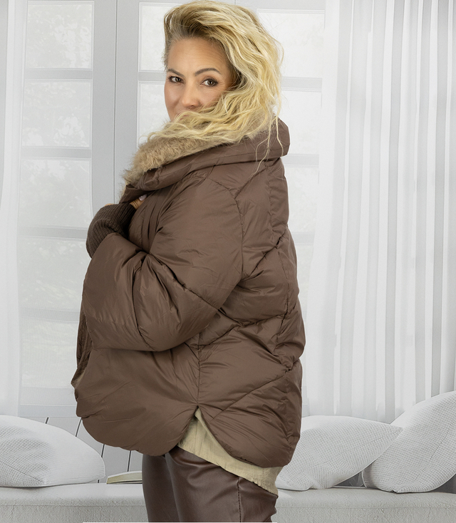 Zimní oversize bunda s kožešinou BOMBER LUX