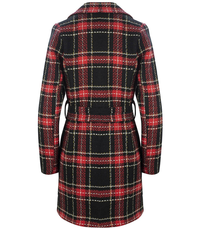 Klasický kostkovaný dvouřadový kabát TWEED