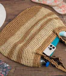 Boho kabelka z rafie s nastavitelným silnějším popruhem