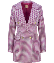 Dlouhé dvouřadé kostkované sako TWEED