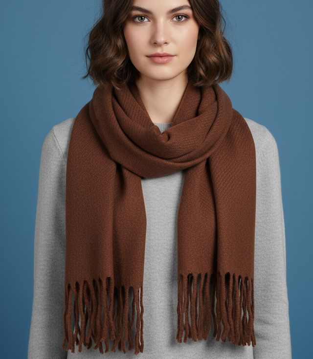 Elegantní šátek s třásněmi v jedné barvě