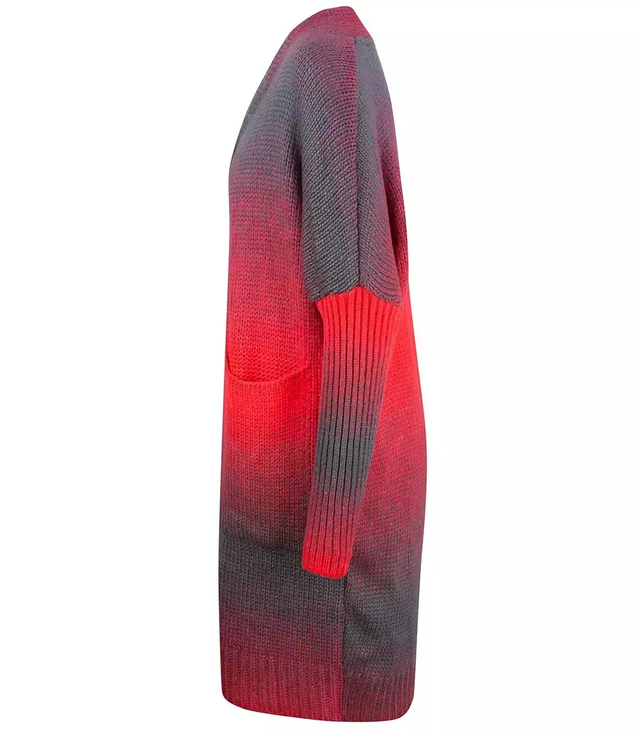 Kardigan dlouhý hrubý svetr ombre barevný