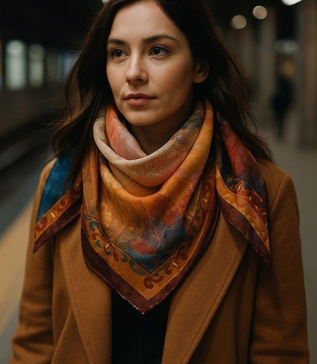 Elegantní dámská šála s šíleným vzorem 70x70