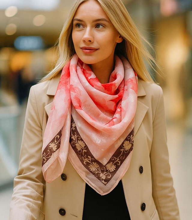 Elegantní dámská šála s šíleným vzorem 70x70