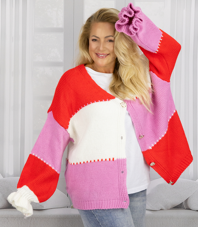 Krátký oversize svetr s knoflíky JULIETTE