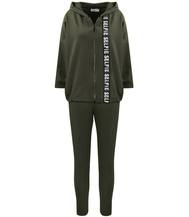 Tepláková souprava kalhoty mikina s páskou s nápisem