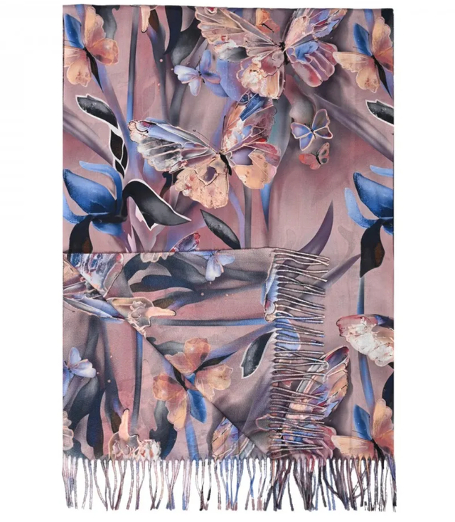 Šál střapec teplý motýl měkký hladký 180x70 cm