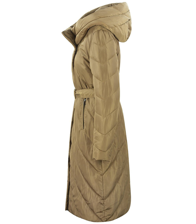 Dlouhá prošívaná zimní péřová bunda Cloak