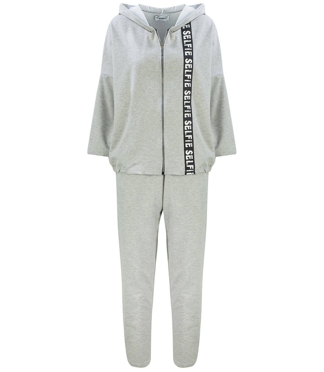 Tepláková souprava kalhoty mikina s páskou s nápisem