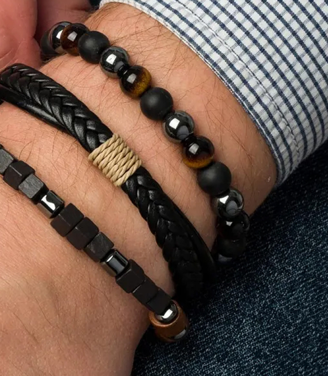 Sada pánských náramků z přírodního kamene