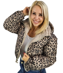 Krátká oboustranná leopardí bomber bunda Warm Autumn Winter BELLA