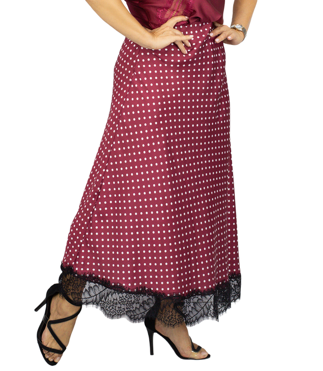 Stylová maxi sukně s hráškovou krajkou