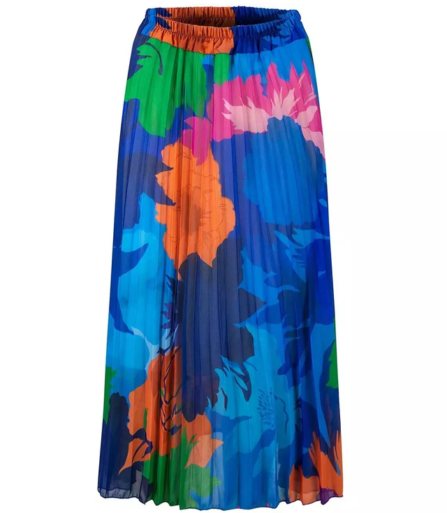 Plisovaná dlouhá midi sukně FLOWERS barva