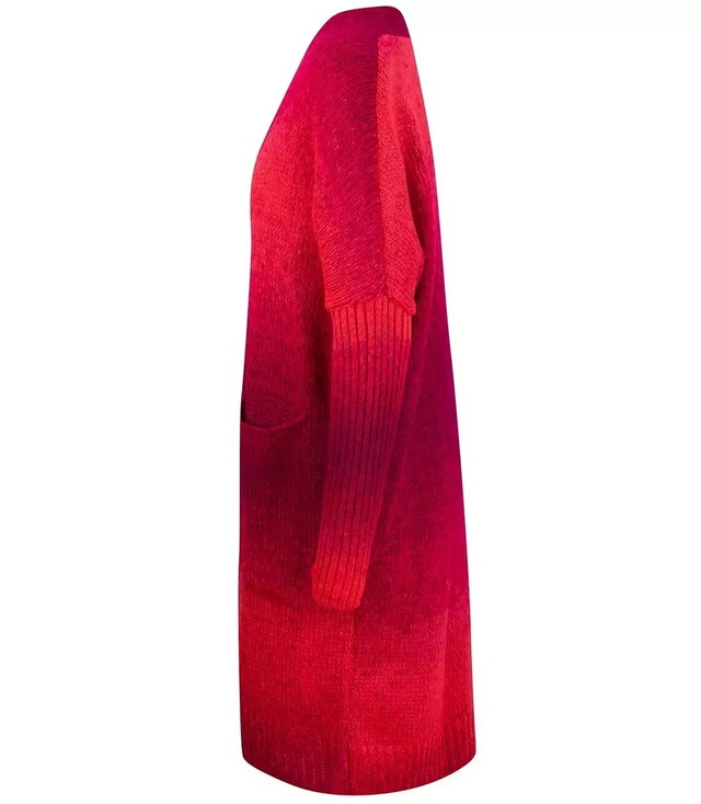 Kardigan dlouhý hrubý svetr ombre barevný