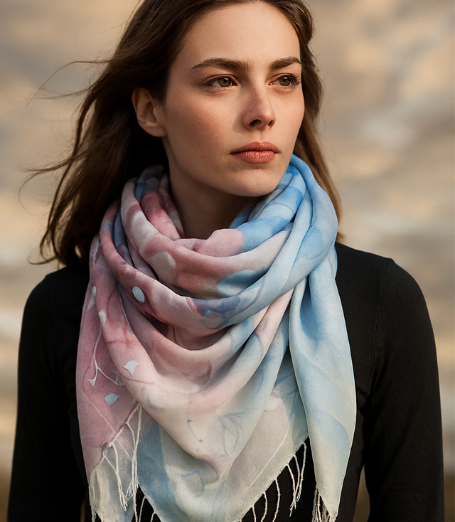 Dámská šála s květinovým vzorem 180x70