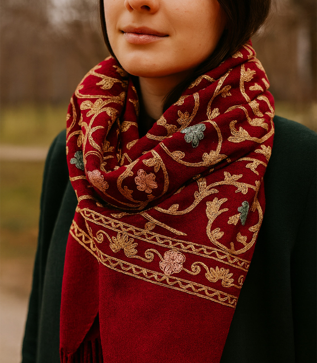 Dámská vzorovaná šála s třásněmi 