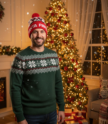 Zimní vánoční čepice s bambulí - ideální pro preze