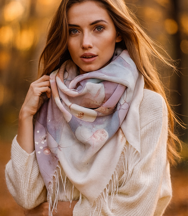 Dámská šála s květinovým vzorem 180x70