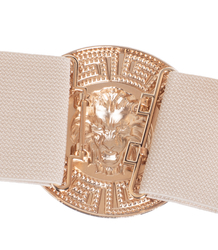 Dámský pásek se zlatým lvem a zirkony, nastavitelný a elastický