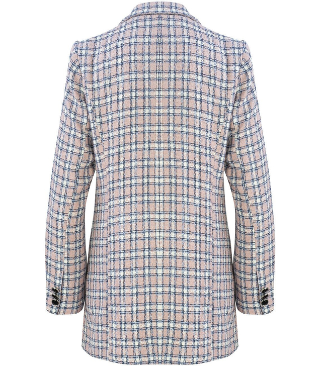 Dlouhé dvouřadé kostkované sako TWEED