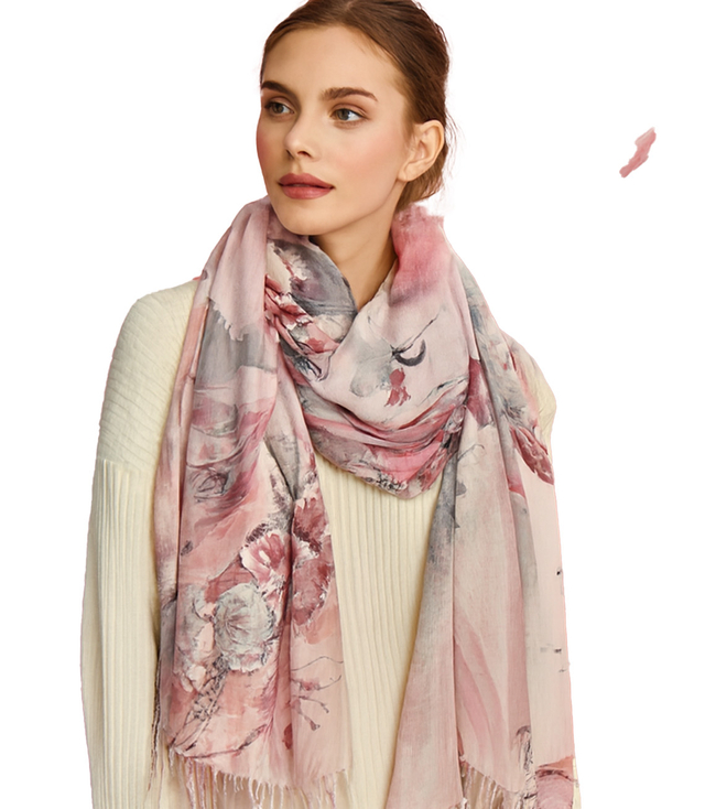 Dámský stylový šátek s potiskem motýlů 180x70