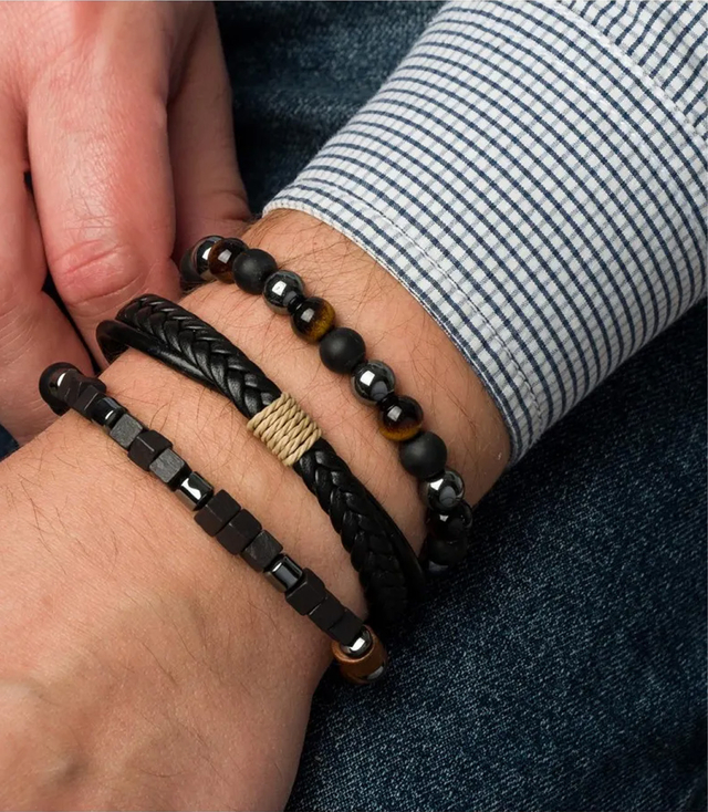 Sada pánských náramků z přírodního kamene