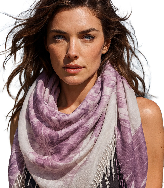 Dámská šála s květinovým vzorem 180x70