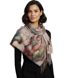 Elegantní velká květinová šála se střapci