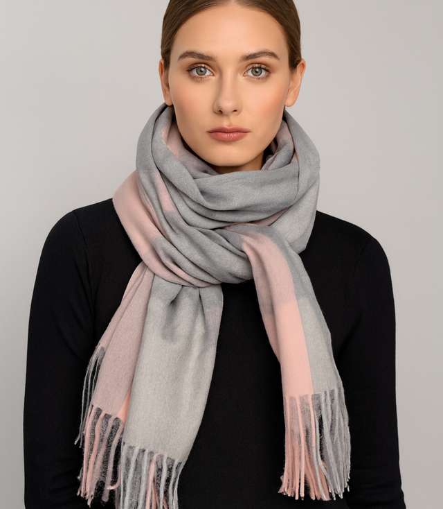 Dámská kostkovaná šála s třásněmi 190x80