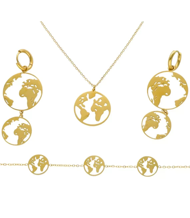 Šperky náhrdelník náušnice ocelový světový glóbus