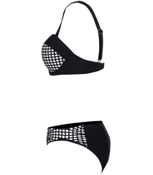 Černobílé dvoudílné plavky ze síťoviny