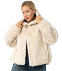 Luxusní kožešinový trapézový střih se zlatými prvky AURORA