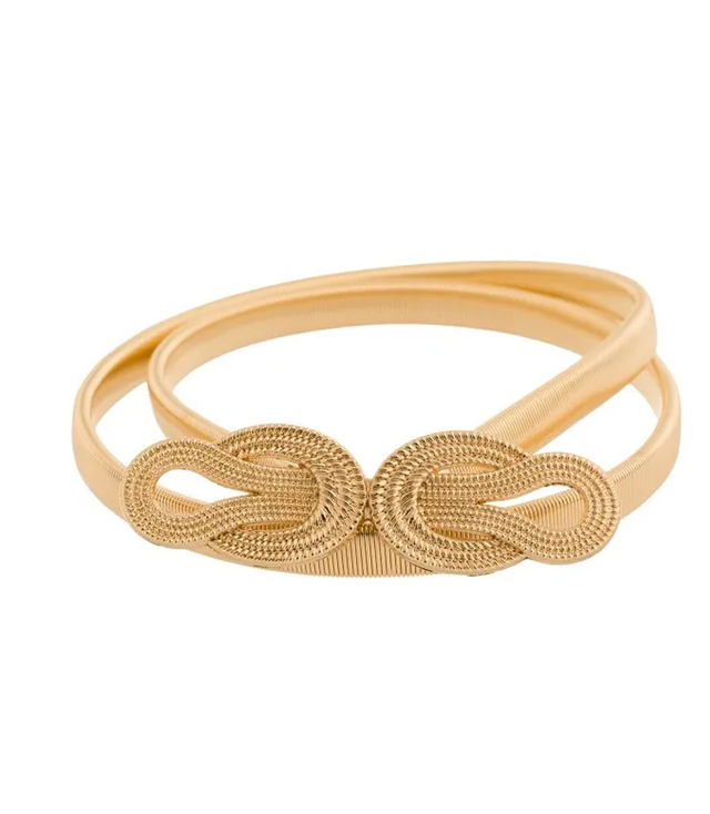 Dámský pásek se zlatým lvem a zirkony, nastavitelný a elastický