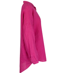 Dlouhá volná plátěná košile plátěná delší zadní dlouhý rukáv LAILA 2