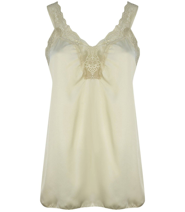 Saténový dlouhý top sexi krajkové pásky