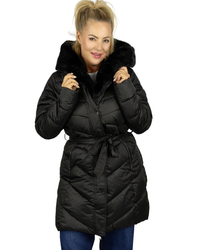 Dámský dlouhý kabát s kožešinovým límcem DIVA