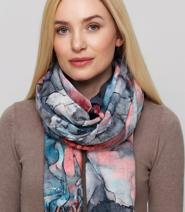 Šál střapec teplý květinový měkký hladký 180x70 cm