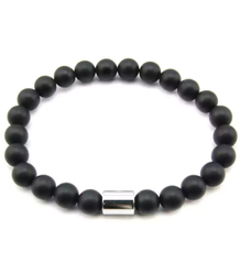 Pánský náramek onyx matné kuličky 8 mm krabička