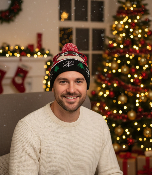 Zimní vánoční čepice s bambulí - ideální pro preze