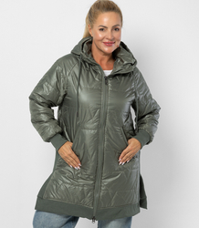 Dlouhá bunda s prošíváním a bočními rozparky ROMA PLUS SIZE