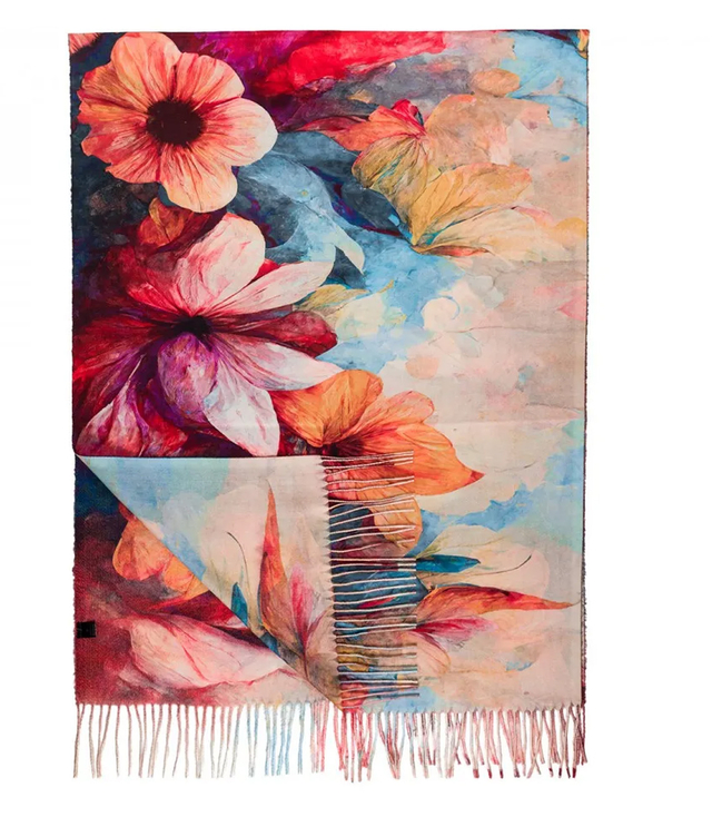 Dámský čtvercový šátek s třásněmi AGRAFKA